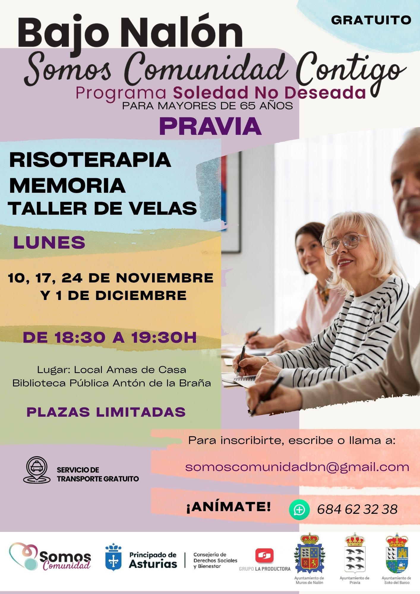 Talleres de Memoria, Risoterapia y Velas.