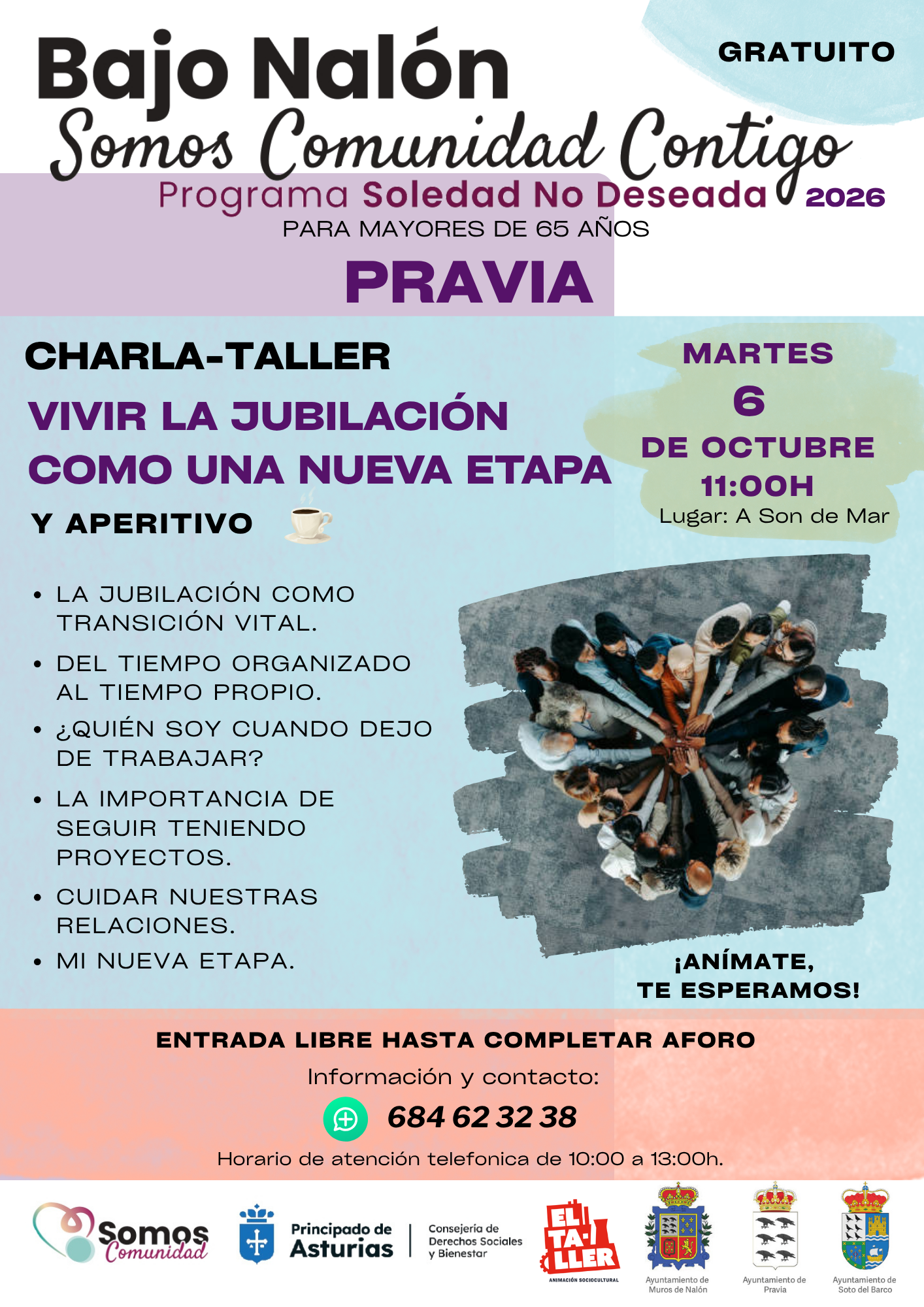 Charla/Taller «Vivir la jubilación como una nueva etapa» – Pravia